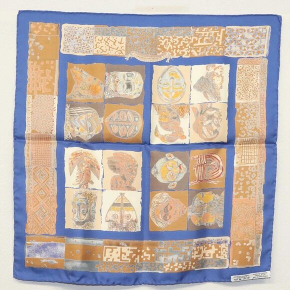 HERMES Carre 45 Scarf ""PERSONA"" Silk Blue Auth 135500 - Picture 11 of 11